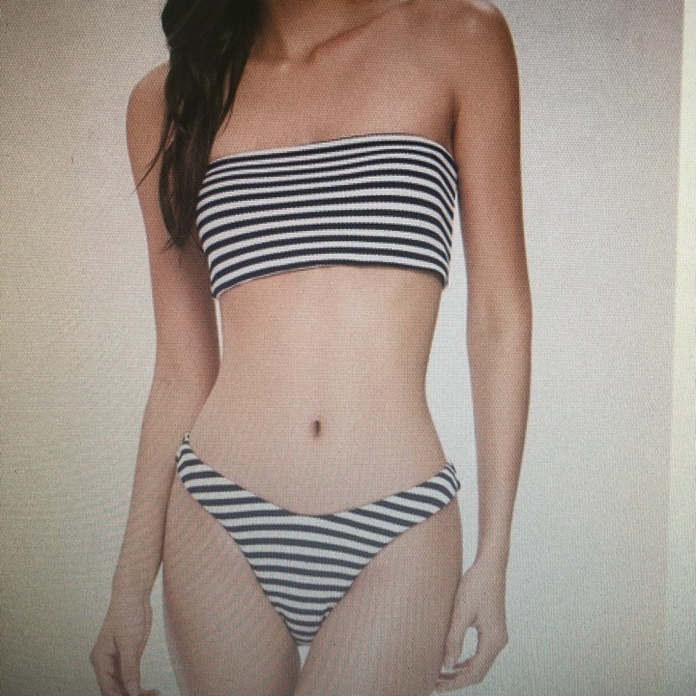 NEW Zaful bandeau bikini two piece Large striped - Picture 6 of 6